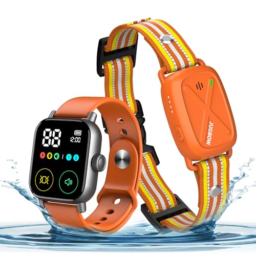 Jugbow Dog Training Collar with Watch-Style Remote, 3300FT Waterproof IPX7 E-Collar, IPX6 Hand-Free Remote 24H Time Display, Electric Vibration Beep Collars for 10-120 lb Small Medium Large Dogs