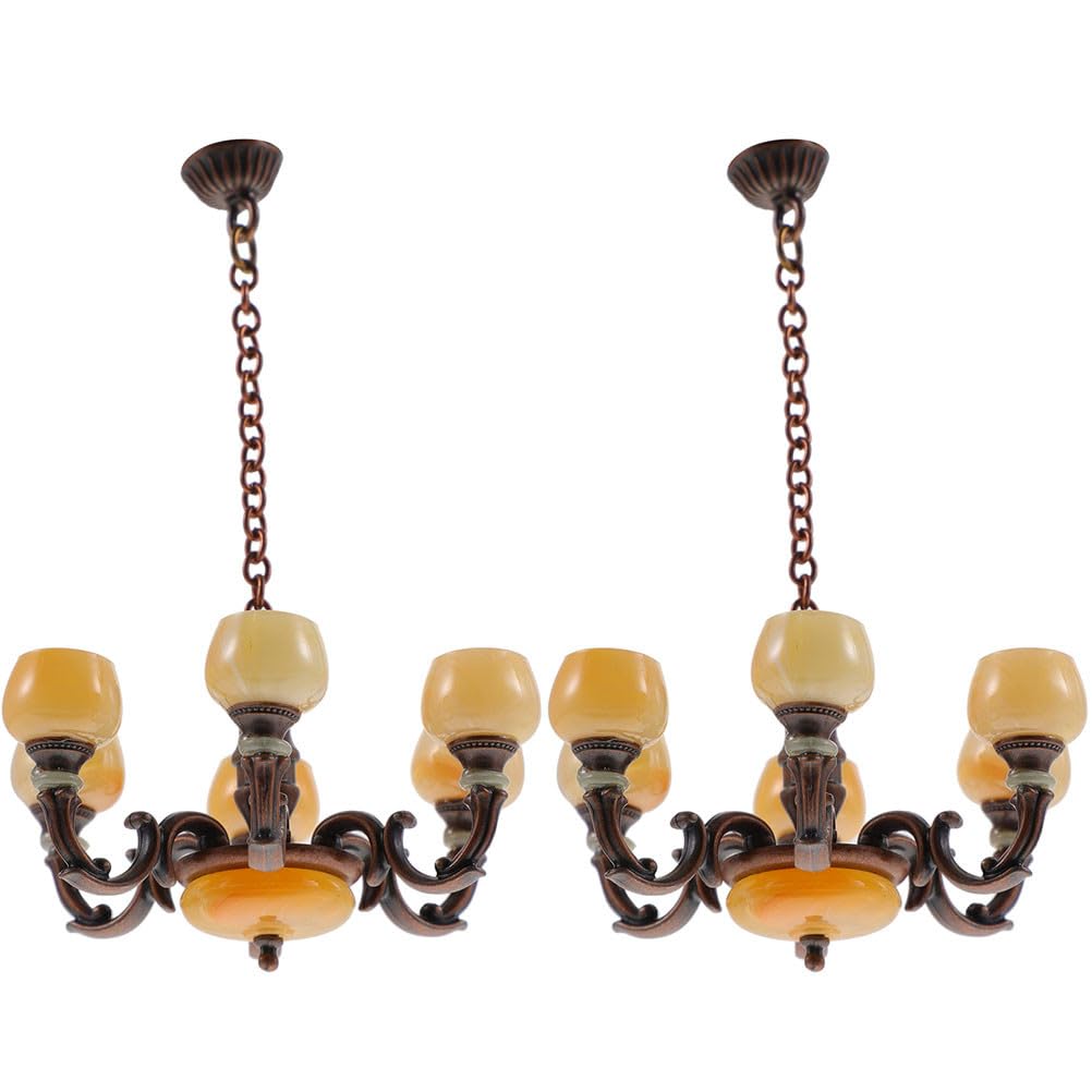 TOYANDONA 2pcs Dollhouse Lights: Led Ceiling Lamp 1:12 Scale Doll Furniture Miniature Ceiling Lamp Wall Sconces Model for Dollhouse Decor And Diy Accessories (orange)
