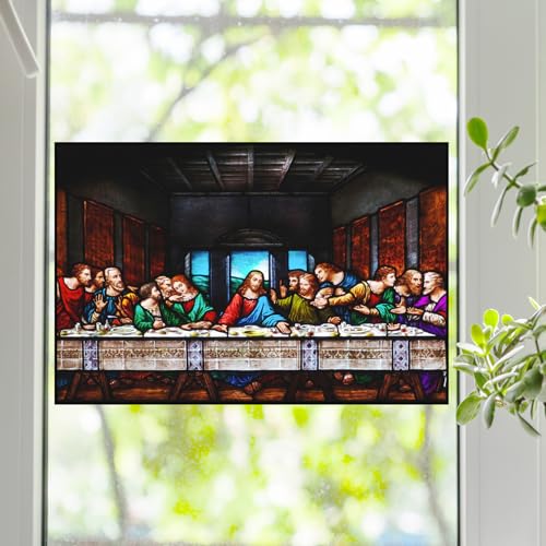 Película decorativa para ventana Davinci Last Supper 24"x16" miniatura 1