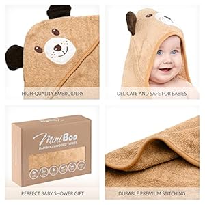 MINIBOO Premium Hooded Towel with Unique Dog Design - Extra Soft and Absorbent Rayon from Bamboo Towels for Newborn, Infant, and Toddler - Perfect as Baby Gifts MINIBOO Premium Hooded Towel with Unique Dog Design Extra Soft and Absorbent Rayon from Bamboo Towels for Newborn Infant and Toddler Perfect as Baby Gifts