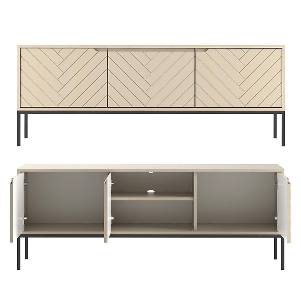 Lomadox Wohnzimmer Set 2-teilig Wohnzimmerschrank Wohnzimmermöbel Wohnzimmer Schränke modern in Kaschmir mit gefrästen Fronten