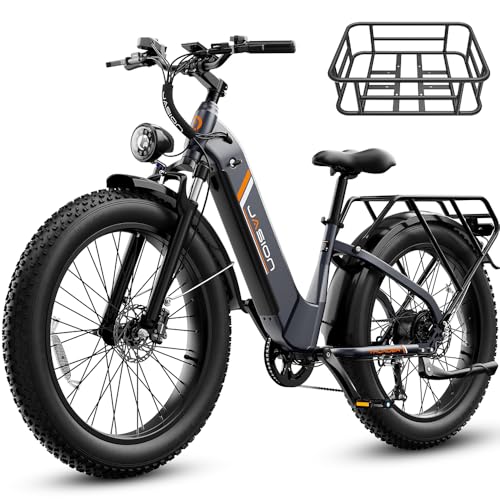 Jasion Thunder Electric Bike for Adults,1800W Peak Fat Tire E Bikes,26''x 4'',80 Miles with 864Wh Removable Battery Ebike, 30+MPH Max Speed Bicycles,Hydraulic Brakes,Front Suspension
