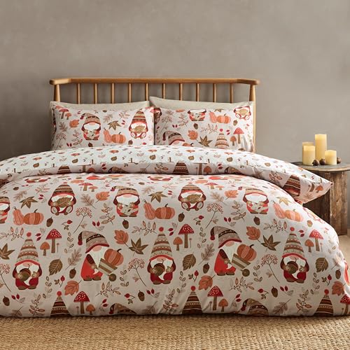 Catherine Lansfield Woodland Gonks So Soft Reversible Double Duvet Cover Set with Pillowcases Natural
