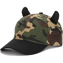 Camouflage Baseball Cap for Men Women Halloween Devil Horn Hat Adjustable Outdoors Sun Ponytail Hats