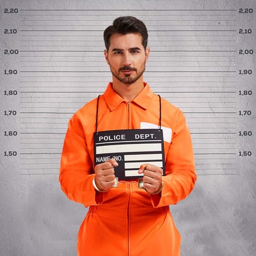 Dzorim Halloween Prisoner Overall Kostüm Herren Häftlinge Sträfling Kostüm Orange Gefangener Overall Herren Damen Orange Prison Jumpsuit Prisoner Outfit Costume Cosplay