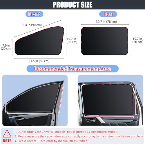 Image of ZATOOTO Car Window Shades - 4 Pack Car Window Covers 99% UV Light Block Side Window Sun Shade Magnetic Curtains Keeps Cooler Privacy for Breastfeeding Taking a nap Camping