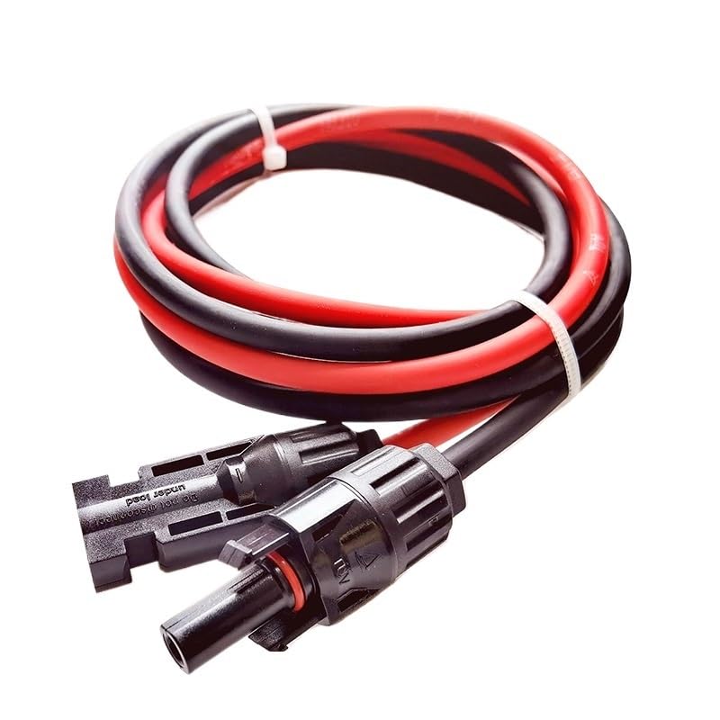 Cable de extensión for Panel Solar (1 par, Cobre, Negro y Rojo, con Conector Solar, Cable fotovoltaico de 6/4/2,5 mm², Calibre 10/12/14 AWG)(8m,10 AWG-6mm2)