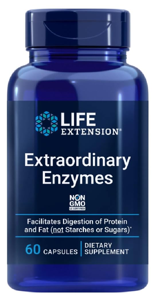 Life Extension - Extraordinary Enzymes | Unterstützung für die Verdauung und Nährstoffaufnahme - 60 Kapseln