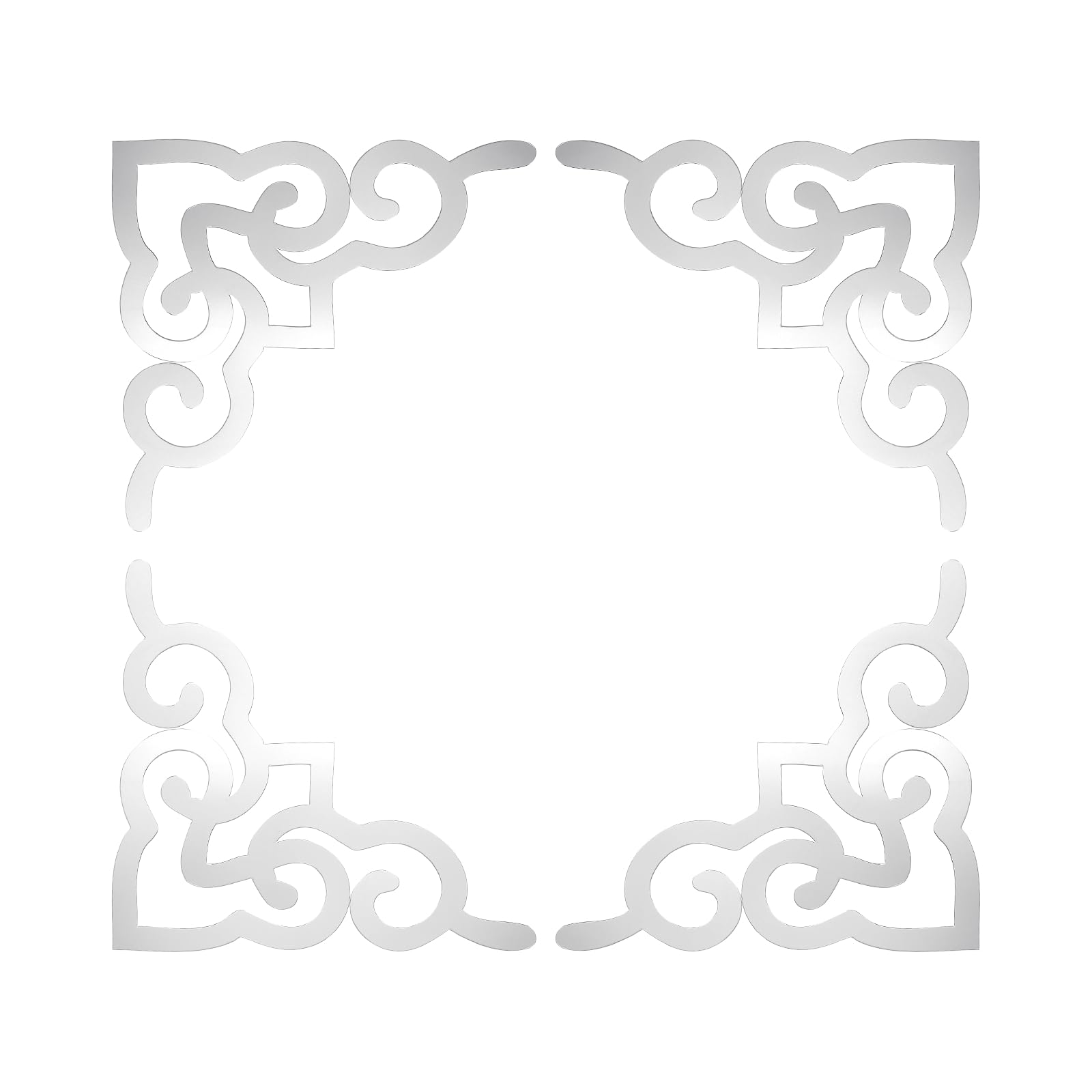 sourcing map 4 Pcs Hollow Mirror Wall Stickers, Acrylic Corner Decor Stickers Self Adhesive Mirror Stickers for Bathroom Living Room Bedroom Ceiling Office Decal (Silver Tone, 7.9 x 7.9)