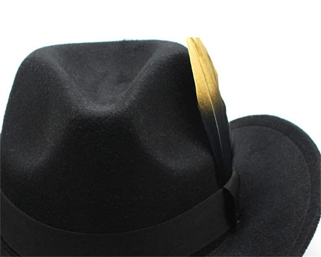 Cappello Invernale, Cappello da Cowboy Occidentale, Cappello Jazz in Lana con Piume