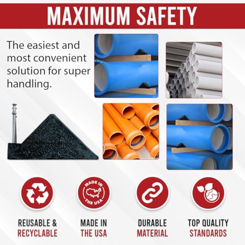 Image of USA Made Plastic Pipe Chocks with Nails - 5 inch Size - Durable, 100% Recycled Plastic - Ideal for Securing Pipes, Heavy Duty, Eco-Friendly, Long-Lasting, Construction (10)