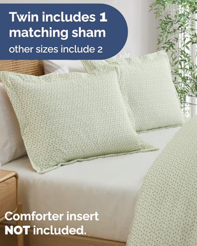 Image of Duvet Cover Twin /TXL Size Set - Extra Soft Floral Duvet Cover 68 x 90 with 1 Pillow Sham - Comfy, Cozy Breathable Floral Bedding Set - Hotel Luxury & Fade Free w / Zipper Closures & Ties - Blue Garden