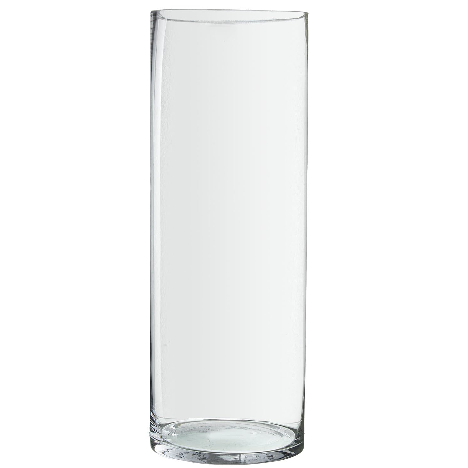 DRW Jarron de Suelo de Cristal con Forma de Cilindro en Transparente 18x18x50cm