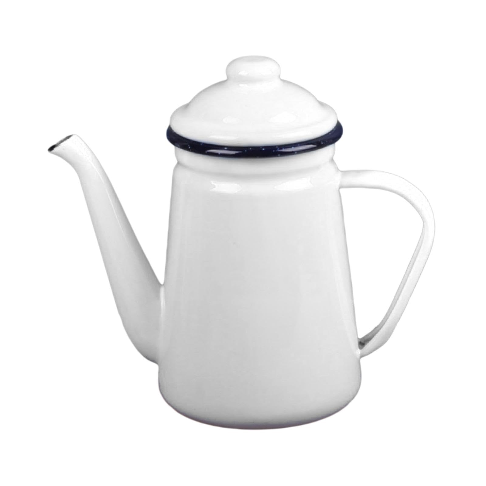 Fenteer Cafetera Esmaltada de 1,1 Litros, Diseño Moderno Y Elegante, blanco, tal como se describe
