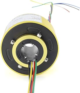 Taidacent Through Bore Electrical Slip Ring Rotate Conductive Energization Collector Ring Brushes Hollow Shaft Slip Ring (6 Wire Inner Hole 20mm X OD 42mm)