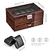 BEWISHOME High-End Watch Box, 20-Slot Watch Case with Large Glass Lid, Wooden Watch Cases for Men, Watch Storage, Watch Organizer, Synthetic Leather Interior, Brown SSH04Y