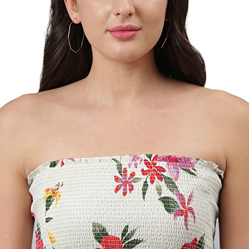 Image of DEEBACO Women's Regular Fit Cotton Pintuck Round Neck Solid Crop Top for Women Stylish Sleeveless One Piece Casual Girl Tops (White, Pink, Mustard)
