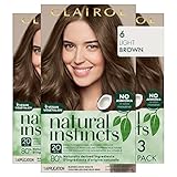 Clairol Natural Instincts Demi-Permanent Hair Dye, 6 Light Brown Hair Color, Pack of 3