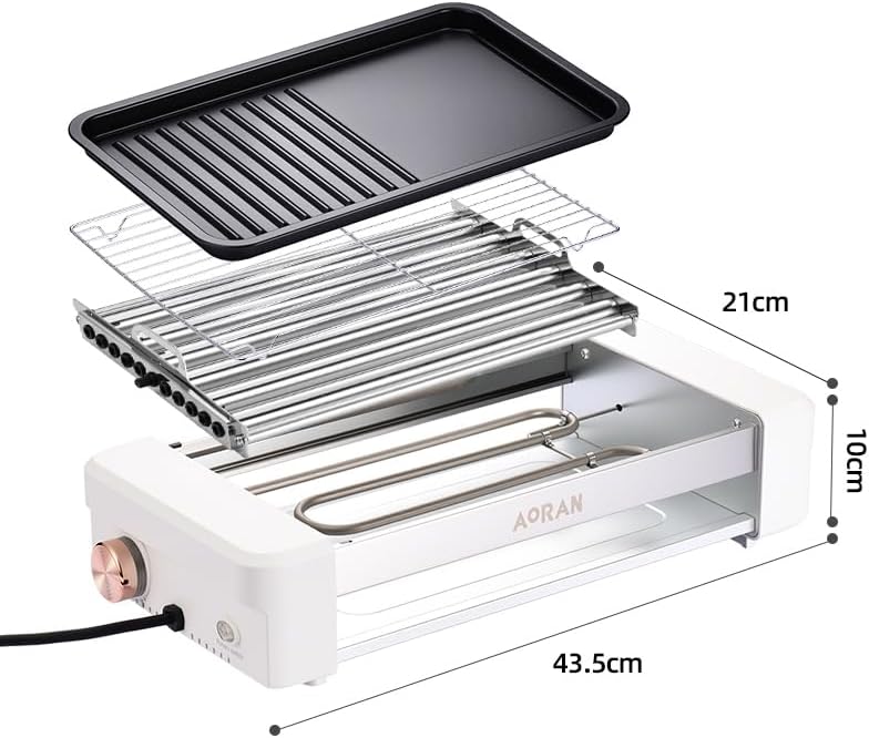 Electric Grill Pan with Indicator Lights & Sausage Rack – Perfect for Family Breakfast, BBQ, and Holiday Cooking