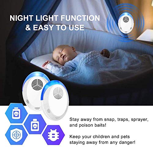 Bocianelli Ultrasonic Pest Repeller 6 Packs, Pest Repellent Ultrasonic Electronic Plug in Indoor Mouse Repellent, Pest Control for Home, Office, Warehouse, Hotel