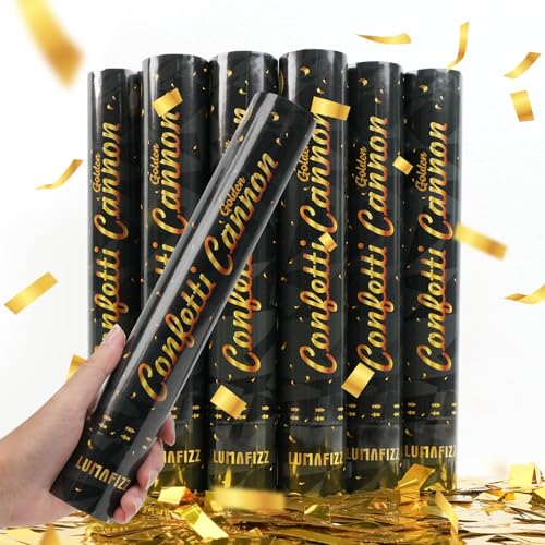 12in Confetti Poppers 6pk LUMAFIZZ Champagne Gold Party Poppers