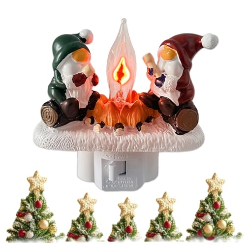 2026 Halloween & Christmas Santa Claus Night Lights Plug in Wall Flickering Campfire Effect Figurines Nightlight Gifts Decor(Santa Claus)