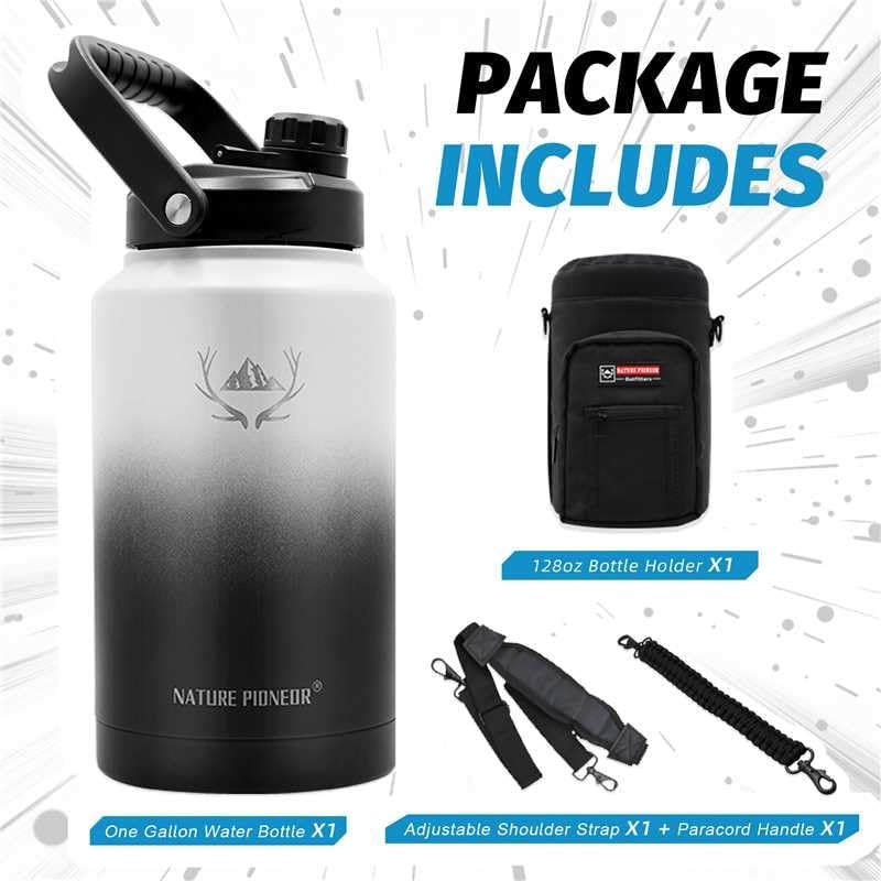 NATURE PIONEOR 1 Gallon Insulated Water Bottle - Double Vacuum Stainless Steel 128 oz Water Bottle with Holder/Carrier, Wide Mouth 1 gallon Water Jug for Outdoor Sports, Hiking, Camping, Gym - Image 9