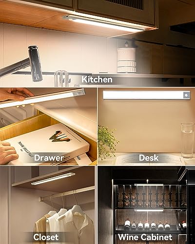 Sunlinkco UCL001-NEW 90Led Under Cabinet Lights,3 Color Temperature Dimmable Motion Sensor Light Indoor,Magnetic 2500Mah Rechargeable Battery Under Counter Lights Wireless thumb #6