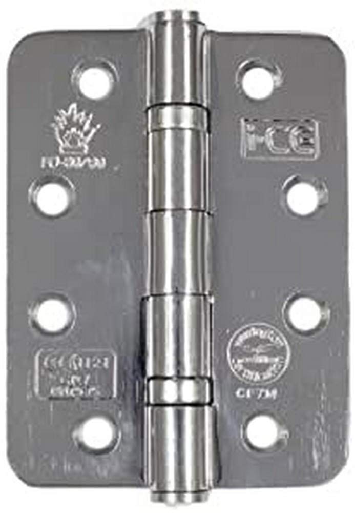 Chrome Plated Mild Steel Ball Bearing Hinge with Rounded Corners 100mm CE7 Fire Rated (1 Pair)
