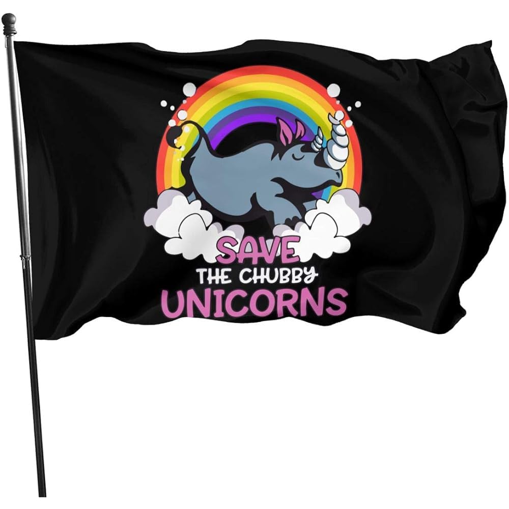 Garden Flag Save The Chubby Uni-Corn Funny Rhino, Pennant Banners With Grommets Hanging Pennant Single Side Bunting Flags For Yard Souvenir Residential 90X150cm