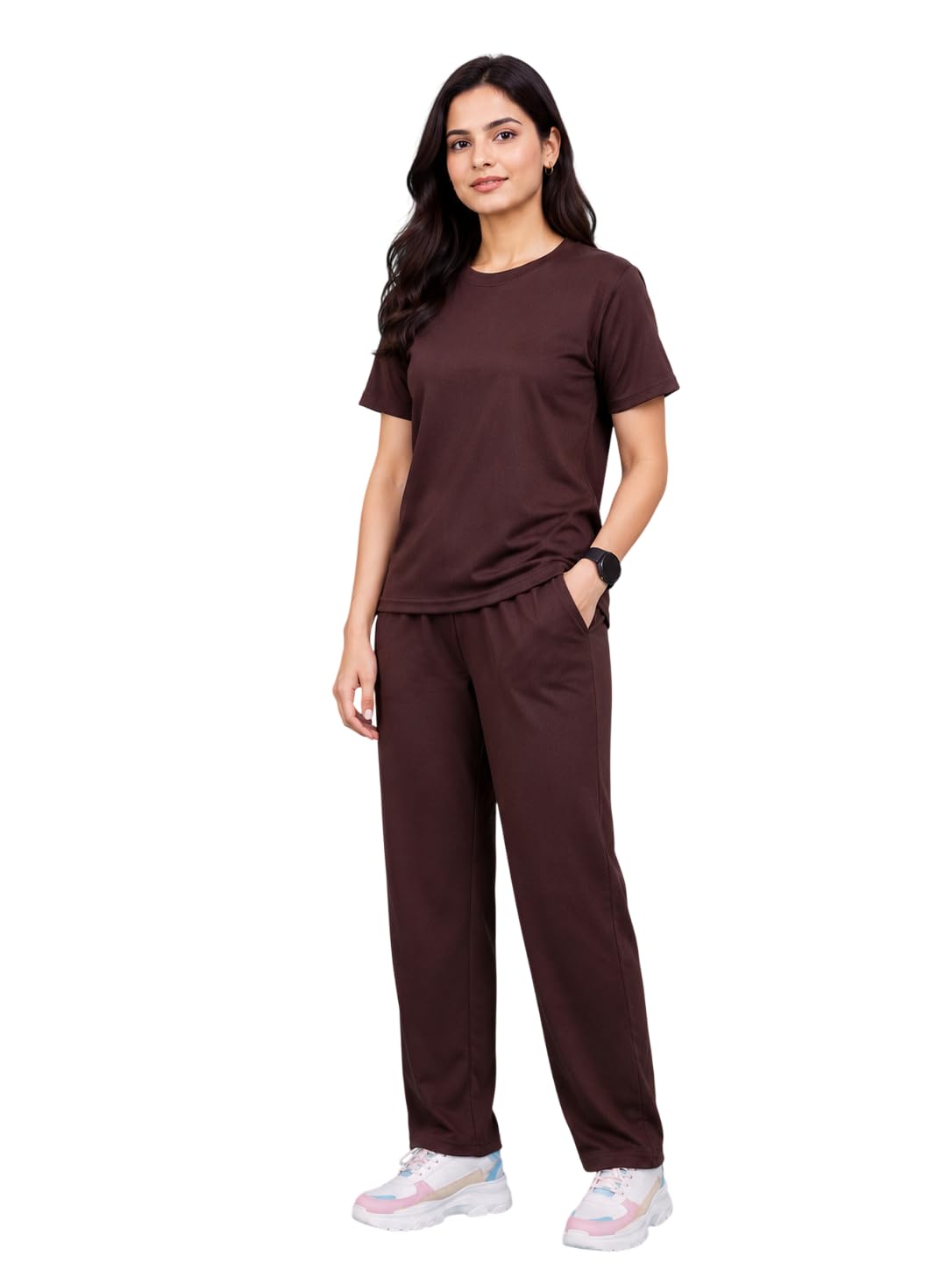 Women's Cotton Co-Ord Set | Solid Black Round Neck Half Sleeve T-Shirt with Matching Jogger Pants | Comfortable Lounge Wear, Night Suit, Travel Wear & Casual Outfit for Women-picture-31