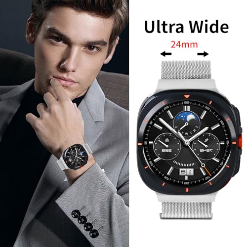Compatible With Samsung Galaxy Watch Ultra 47MM (2024) Bands For Women Men Magnetic Stainless Steel Straps.