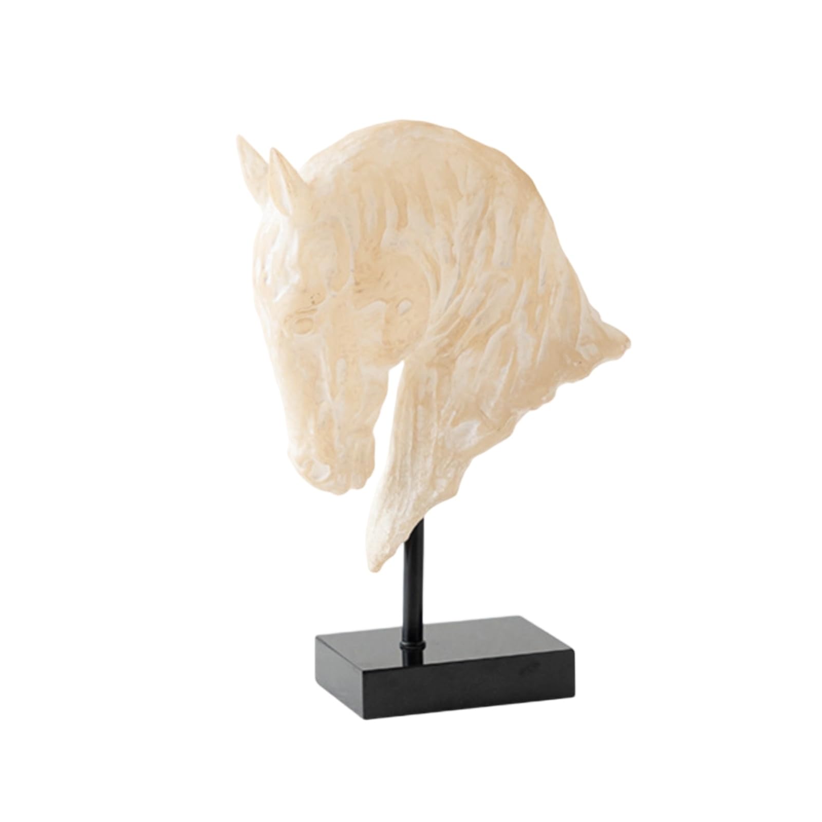 Estatua de Caballo Decorativa Cabeza de Caballo Escultura Figura Adorno de Mesa con Base de Resina y Piedra Acabado Translúcido Imitación Jade