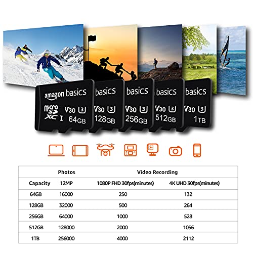 Amazon Basics Microsdxc Memory Card With Full Size Adapter, A2, U3, Read Speed Up To 100 Mb/S, 128 Gb #TOP7