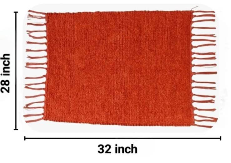 Image of Pooja Pure Cotton Hand Knitted Reversible Aasan Mat (Orange, 32 inchx28 inch | 80x70cm)
