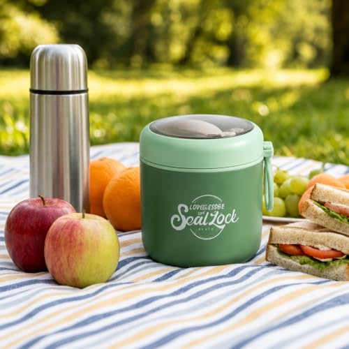 Image of Insulated Stainless Steel 1060ml Lunch Box with 350ml Tumbler | Leakproof Hot Cold Food Container | BPA-Free Cute Tiffin Box for Kids, School, Office, Travel, Picnic (Mint Green)