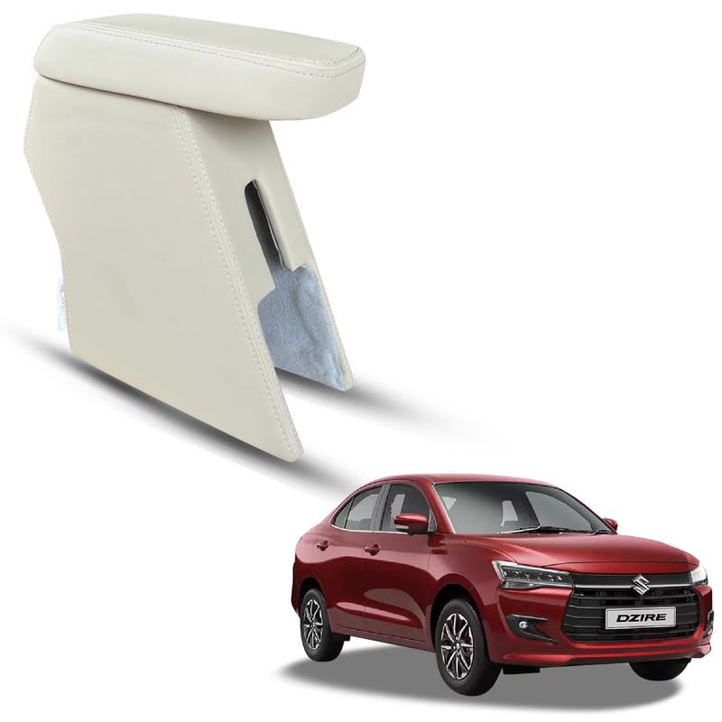 Image of Carigiri Premium Finish Car Armrest with Storage Box And High Density Moulded Foam For Maruti Suzuki Dzire (Models-2024-25)(ONLY FOR VXI,VDI /ZXI,ZDI /ZXI+ MODELS) (Beige with Beige Seam,Nappa Leather)