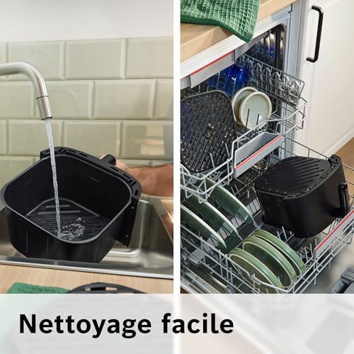 Bosch Air Fryer Série 4, MAF462B0, Friteuse sans huile, 6,1 L, 7 programmes, double chauffe, fonctions décongélation et maintien au chaud, écran tactile, cuisson jusqu’à 65% plus rapide, noir – Image 6