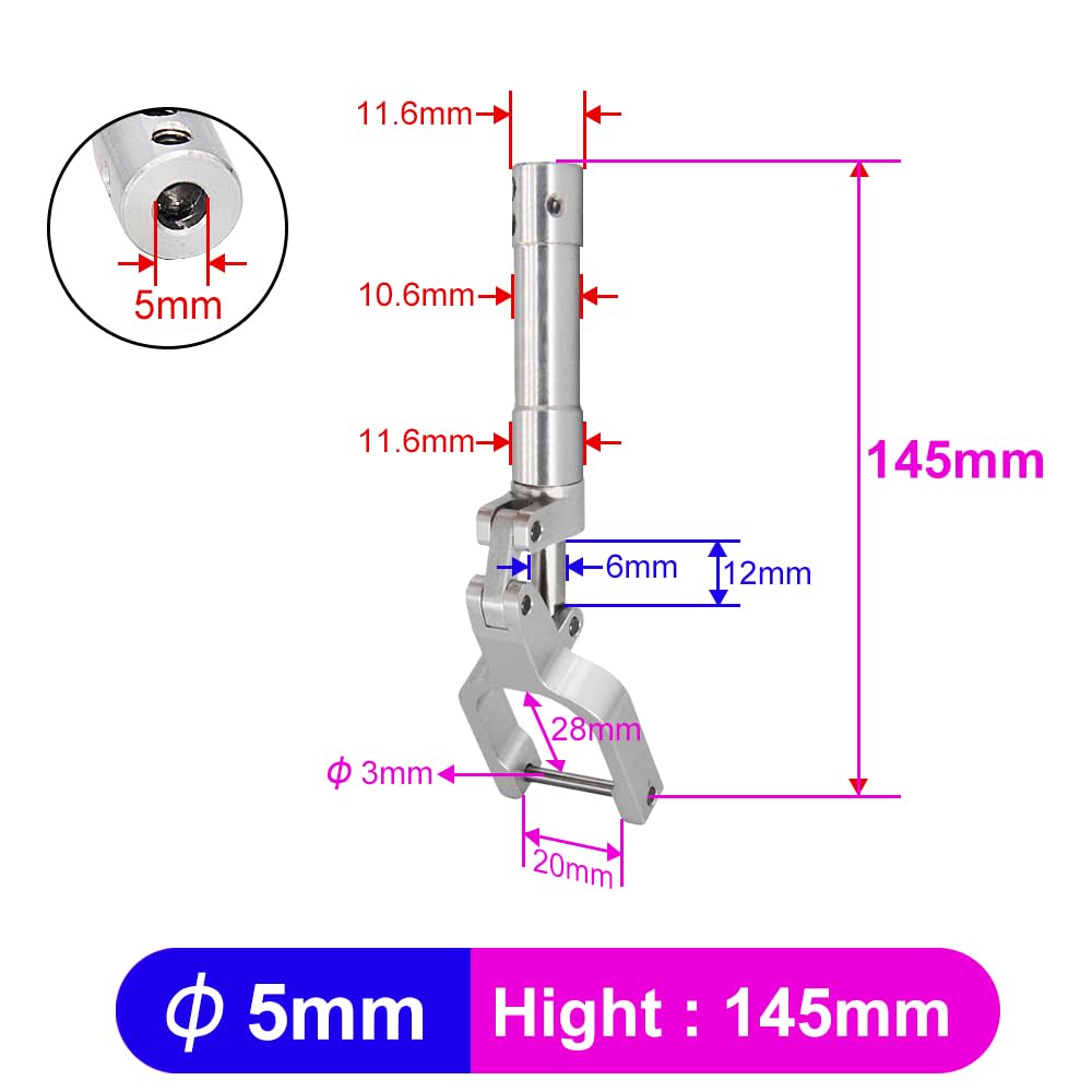 Tren de Aterrizaje con amortiguación RC, trípode aleación Aluminio CNC absorción Impactos, Orificio 4 mm/5 mm for Modelo avión 2-4 kg(D 5.0mm- H145mm)