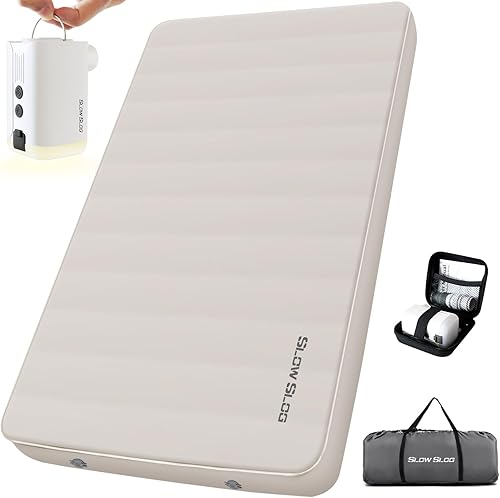 Almohadilla de dormir autoinflable con bomba de aire eléctrica portátil, colchón de espuma viscoelástica de 4 pulgadas de grosor para tienda de