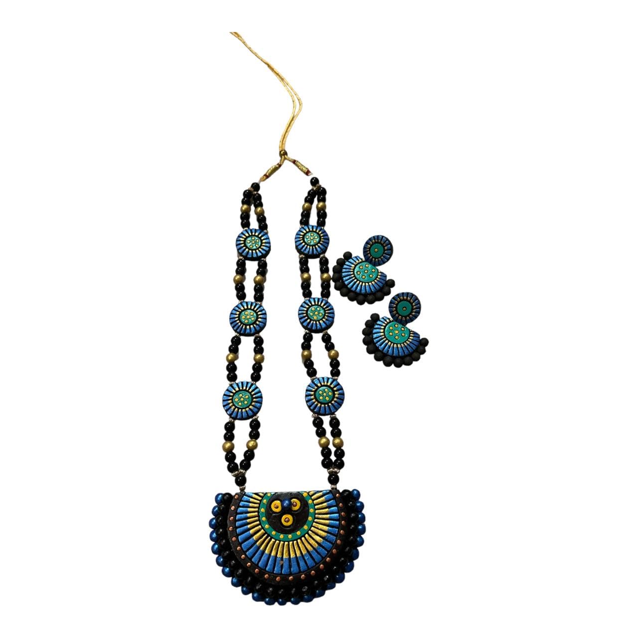 Le bijouxistic Terracotta Bodhi Beads Earrings Necklace Jewellery Set | Handmade Beads Style Necklace Earring Set for Women Grils in Blue Color (B0D66K3HGP) Amazon Price History, Amazon Price Tracker