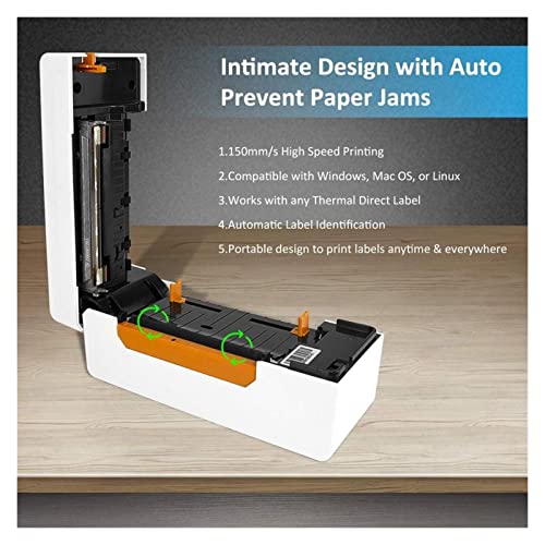 Image of 4 Inch Thermal Barcode Label Printer Commercial Grade High Speed Printer Compatible with USPS Barcode Printer 4x6 Printer(USB and Holder White)