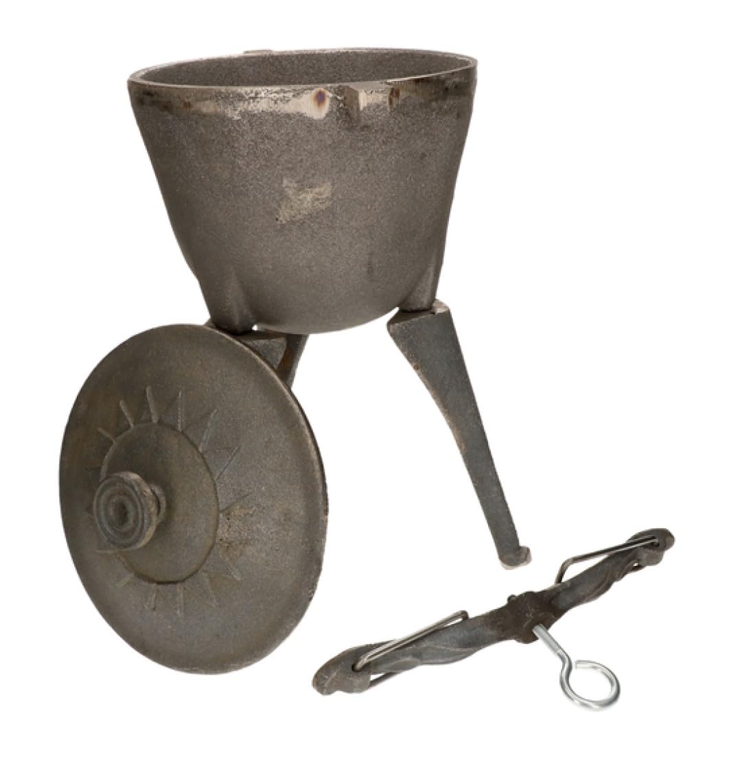 KOTARBAU® Caldero de hierro fundido 5 L, Caldero con patas, Olla de hierro para fuego, Caldero con tapa y asas, Caldero con soporte para colgar, Horno holandés, Olla de camping, Olla horno