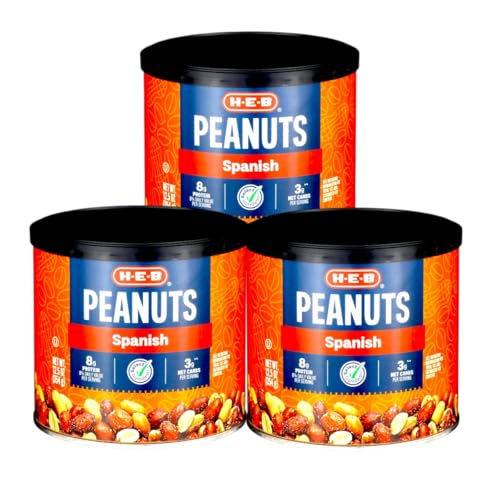 Spanish Peanuts, Roasted with Skins, 12.5 oz, Pack of 3, Crunchy High-Protein Snack for Home, Parties & Baking