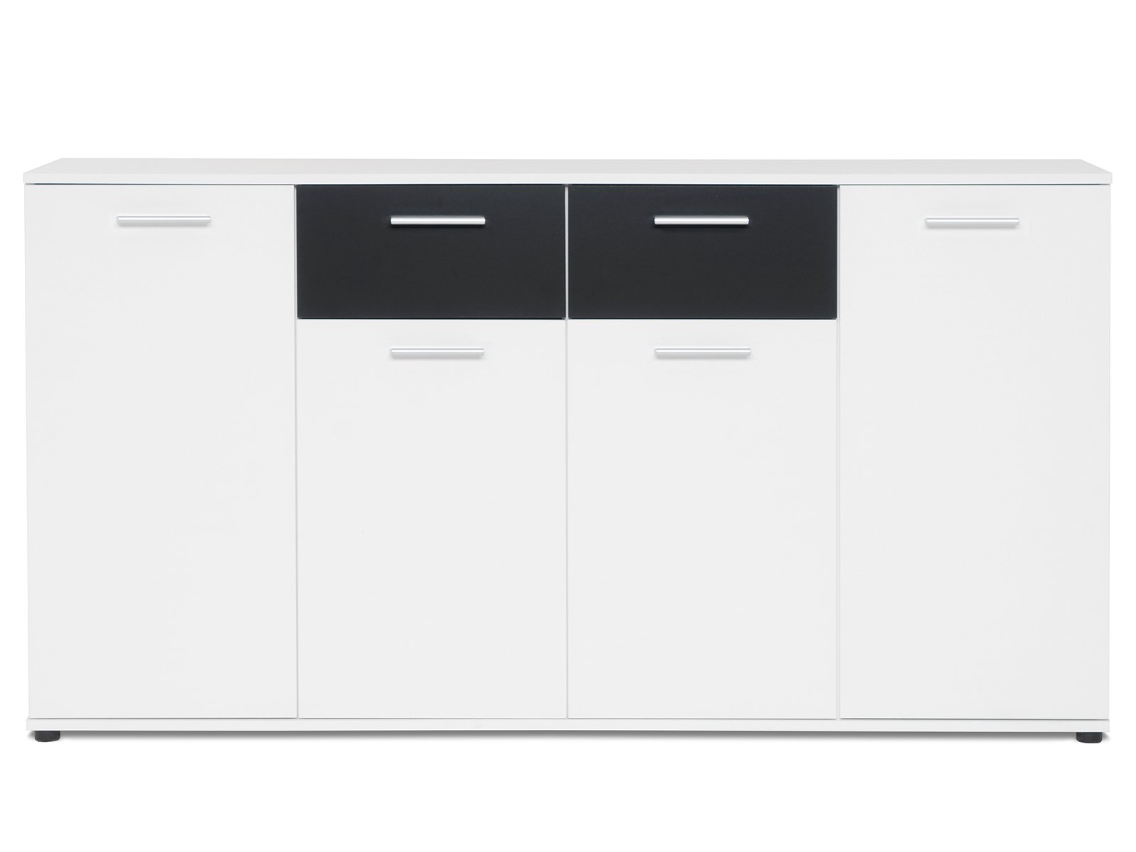 möbelando Sideboard Beistellschrank Anrichte Standschrank Kommode Highboard Jacklin II Weiß/Schwarz