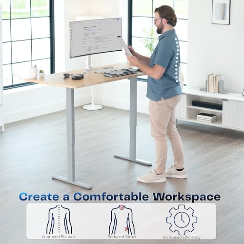 Image of VIVO Heavy Duty Dual Motor Electric Sit Stand Desk Frame, 220 lbs Capacity up to 85 inch x 43 inch Tops, Memory Controller Height Adjustable Frame Only, Gray, DESK-E-200G