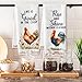 Funny Chicken Dish Towel Sets - 5Pcs Farmhouse Vintage Rustic Rooster Dishcloths Absorbent Quick Dry Cloth Dish Tea Towels Farm Animal Bar Reusable Hand Towels for Bathroom Kitchen Home Decors