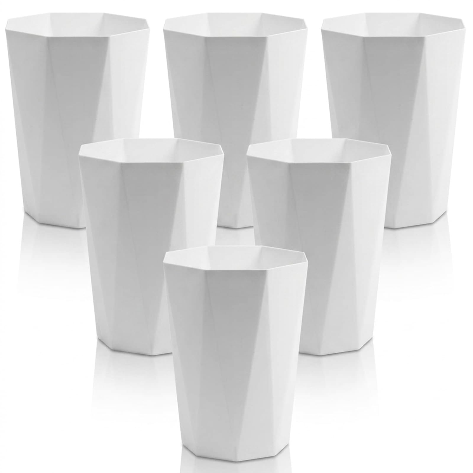 Cubo de basura de plástico de 12 L, contenedor de basura, cesta de papel, organizador de oficina para dormitorio, oficina en casa, 6 unidades blancas