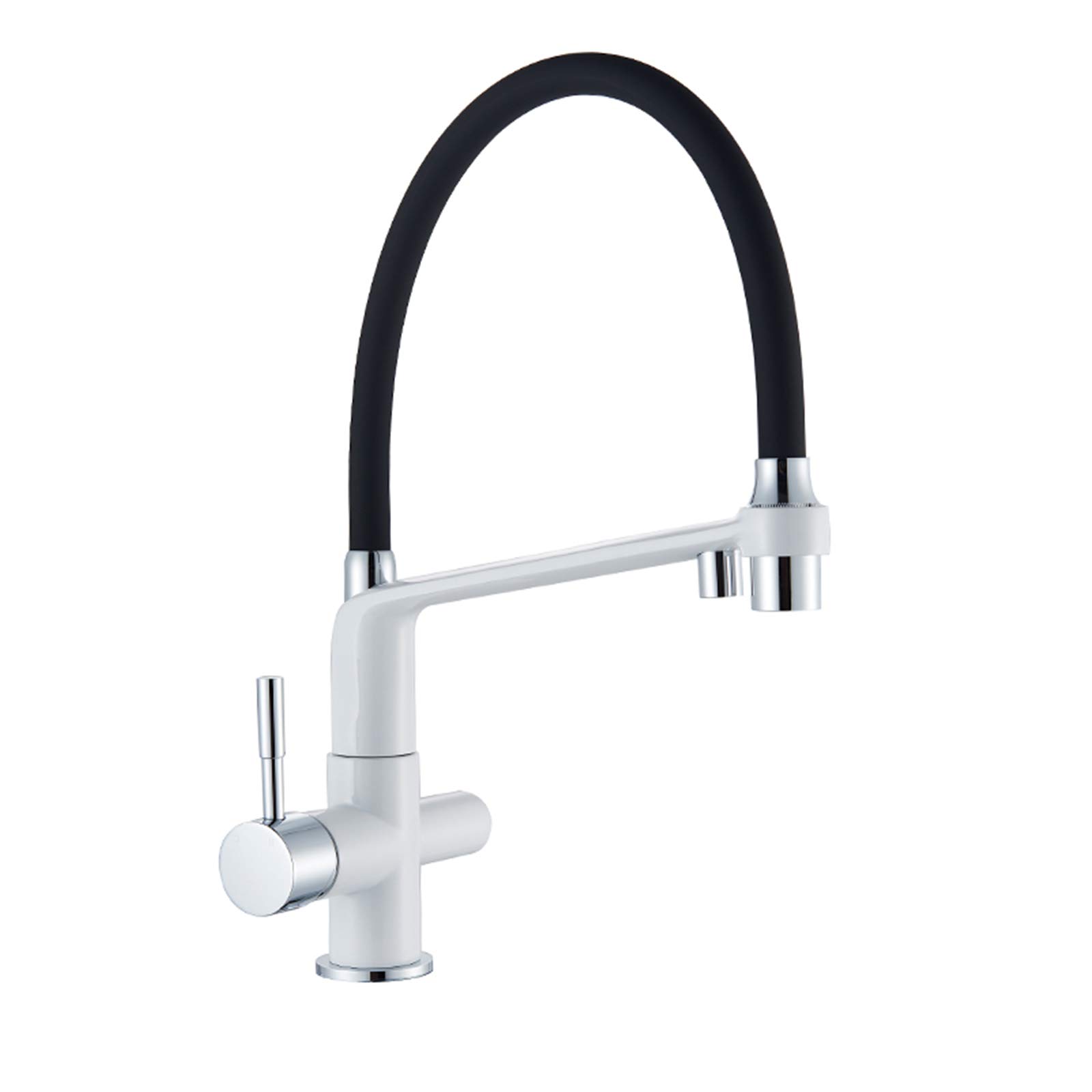 MXXQRHF Kitchen Faucet, Pull Down Purification Water Mixer Tap, Brushed Gold 360 Swivel Pure Water Filter Faucets for Kitchen,Brushed Gold (Color : White Chrome)