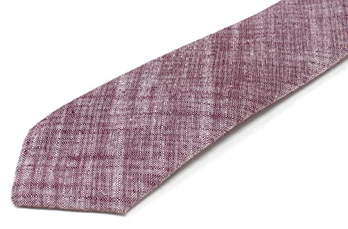 Image of Men's Chambray Cotton Skinny Necktie Tie Textured Distressed Style - 2.5 inch Width